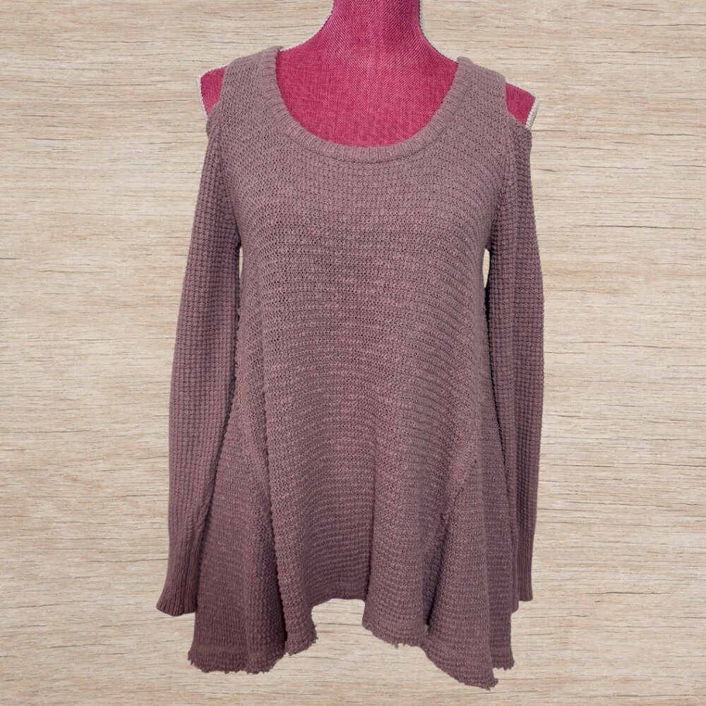 Kaisely Blush Pink Sweater Cold Shoulder Boho 100% Cotton Women’s Size Small